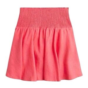 J Crew Smocked Waist Linen Mini Skirt in Brilliant Papaya NWT Size XL